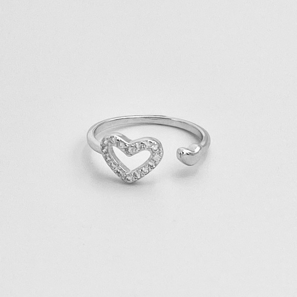 Sterling Silver Delicate CZ Heart Toe Ring, Silver Rings, Love Hearts Jewelry - Picture 10 of 13